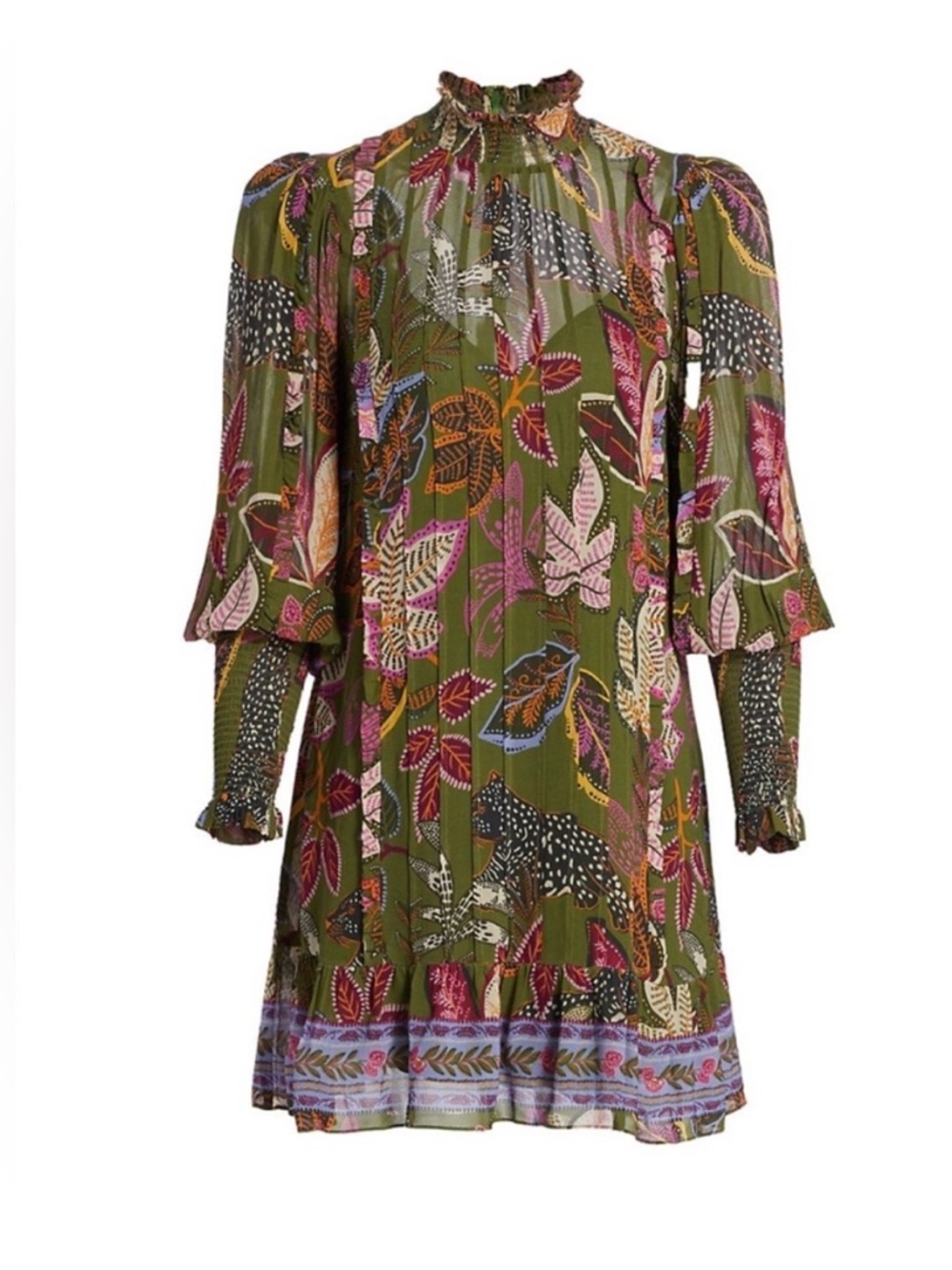 Farm Rio Wild Jungle Printed High-neck dress